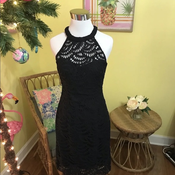Lilly Pulitzer NWT Kenna Halter Dress Onyx Scalloped Fan Lace Size 0 - Picture 11 of 14